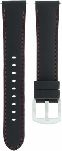 حزام ساعة مطاطي Ewatchparts 20 مم متوافق مع ساعة Tissot PRS516 Racing 1853 باللون الأسود مع خياطة حمراء in Kuwait