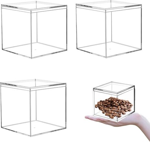 KissYou Small Acrylic Box Clear Candy Boxes with Lid Acrylic Square Cube 4 Pieces Display Case Transparent Jewelry Storage Box Party Decorative Boxes in Saudi Arabia