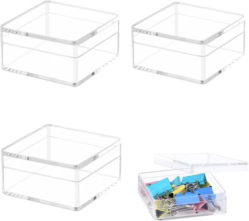 KissYou Small Acrylic Box Clear Candy Boxes with Lid Acrylic Square Cube 4 Pieces Display Case Transparent Jewelry Storage Box Party Decorative Boxes in Saudi Arabia