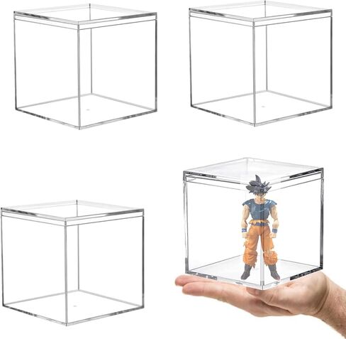 KissYou Small Acrylic Box Clear Candy Boxes with Lid Acrylic Square Cube 4 Pieces Display Case Transparent Jewelry Storage Box Party Decorative Boxes in Saudi Arabia