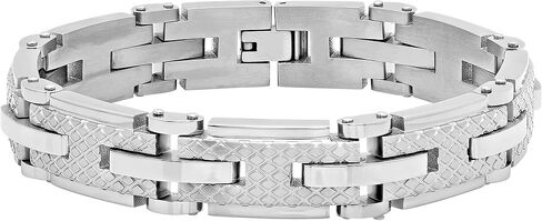 Men's Stainless Steel Textured Link Bracelets Choice of Sizes and Colors in Kuwait