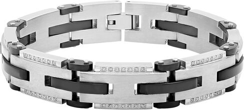 Men's Stainless Steel Textured Link Bracelets Choice of Sizes and Colors in Kuwait