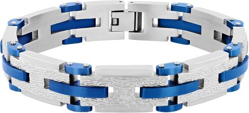 Men's Stainless Steel Textured Link Bracelets Choice of Sizes and Colors in Kuwait