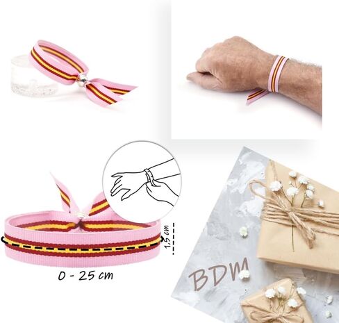 BDM Pink Fabric Bullfighting Bracelet for Men and Women with The Flag of Spain. Adjustable to Different Sizes. in Saudi Arabia