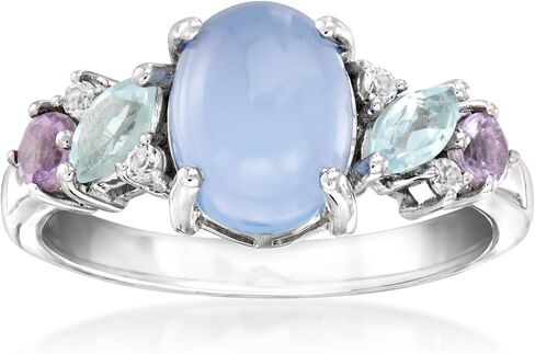Ross-Simons Blue Chalcedony and .68 ct. t.w. Pastel Multi-Gemstone Ring in Sterling Silver in Saudi Arabia