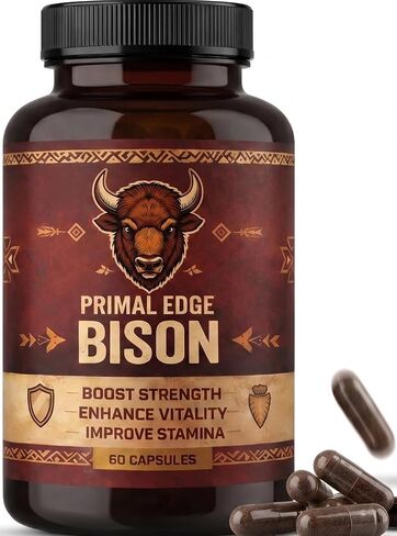Primal Edge Bison، كبسولات مستخلص البيسون الأمريكي البدائي، مكمل لأعضاء البيسون الأمريكي الذي يتغذى على العشب - 60 كبسولة. (قطعة واحدة) in Kuwait