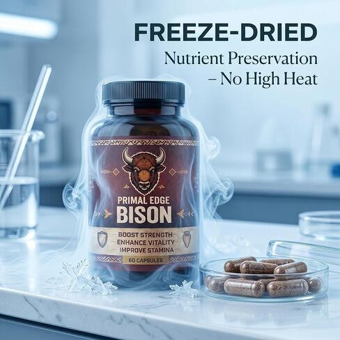 Primal Edge Bison، كبسولات مستخلص البيسون الأمريكي البدائي، مكمل لأعضاء البيسون الأمريكي الذي يتغذى على العشب - 60 كبسولة. (قطعة واحدة) in Kuwait