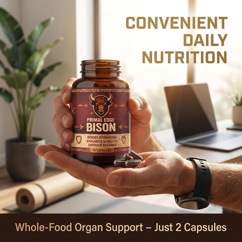 Primal Edge Bison، كبسولات مستخلص البيسون الأمريكي البدائي، مكمل لأعضاء البيسون الأمريكي الذي يتغذى على العشب - 60 كبسولة. (قطعة واحدة) in Kuwait