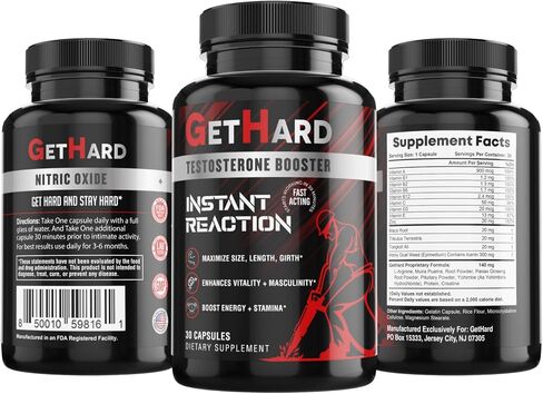 GETHARD™ Male Performance + MULTIVITAMIN – Increase Size, Strength, Stamina | Nitric Oxide & Testosterone Enhancer w/Ginseng & MacaRoot +19 Fast Acting Natural Ingredients in Saudi Arabia