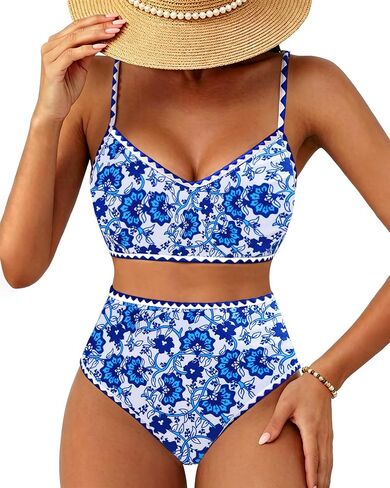 DaiLiWei Womens High Waisted Bikini Set 2 Piece Swimsuit Tummy Control Bathing Suits Cute Full Coverage Swim Suit Modest Teen in Saudi Arabia