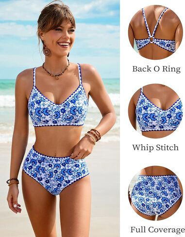 DaiLiWei Womens High Waisted Bikini Set 2 Piece Swimsuit Tummy Control Bathing Suits Cute Full Coverage Swim Suit Modest Teen in Saudi Arabia