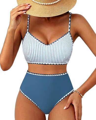 DaiLiWei Womens High Waisted Bikini Set 2 Piece Swimsuit Tummy Control Bathing Suits Cute Full Coverage Swim Suit Modest Teen in Saudi Arabia