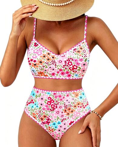 DaiLiWei Womens High Waisted Bikini Set 2 Piece Swimsuit Tummy Control Bathing Suits Cute Full Coverage Swim Suit Modest Teen in Saudi Arabia