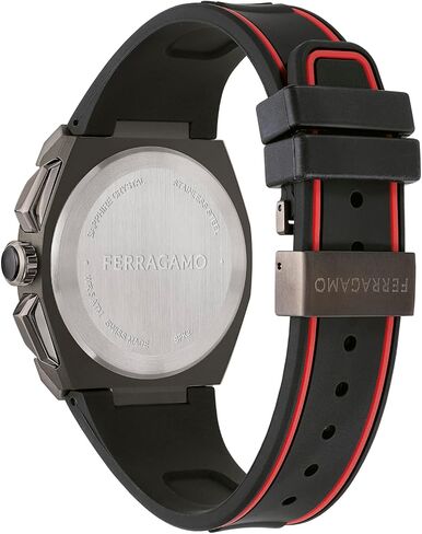 Ferragamo Ferragamo Supreme Chrono Collection Luxury Mens Watch Timepieces with a Black Strap and Dial Featuring a Gun Case in Kuwait