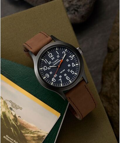ساعة Timex للرجال Expedition Scout مقاس 40 ملم - هيكل معدني باللون البني مكون من قطعتين بمينا أزرق in Kuwait