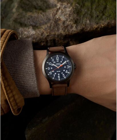 ساعة Timex للرجال Expedition Scout مقاس 40 ملم - هيكل معدني باللون البني مكون من قطعتين بمينا أزرق in Kuwait