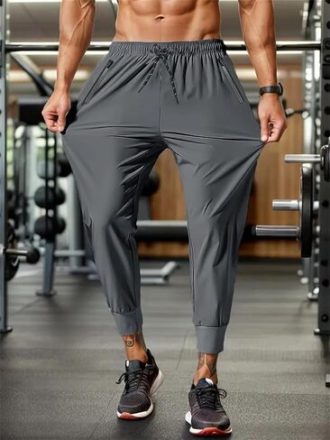 Comfortable Drawstring Sweatpants for Men with Zipper Pockets Joggers Athletic Pants for Workout Casual Running,Workout in Kuwait