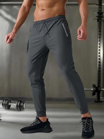 Comfortable Drawstring Sweatpants for Men with Zipper Pockets Joggers Athletic Pants for Workout Casual Running,Workout in Kuwait