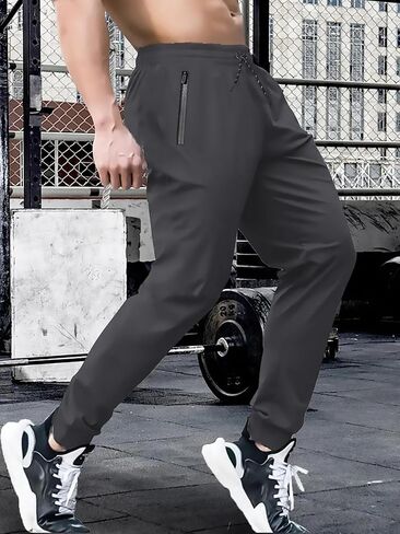 Comfortable Drawstring Sweatpants for Men with Zipper Pockets Joggers Athletic Pants for Workout Casual Running,Workout in Kuwait