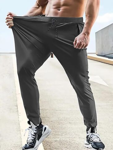 Comfortable Drawstring Sweatpants for Men with Zipper Pockets Joggers Athletic Pants for Workout Casual Running,Workout in Kuwait