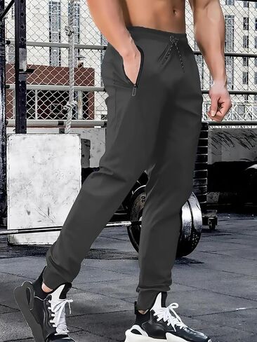 Comfortable Drawstring Sweatpants for Men with Zipper Pockets Joggers Athletic Pants for Workout Casual Running,Workout in Kuwait