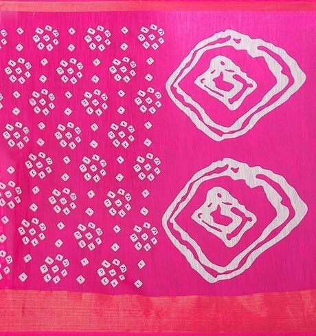 Women's Cotton Bandhani Print Saree With Unstitched Blouse Piece Indian Saree for All Occassions in Kuwait
