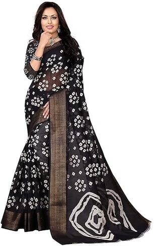 Women's Cotton Bandhani Print Saree With Unstitched Blouse Piece Indian Saree for All Occassions in Kuwait