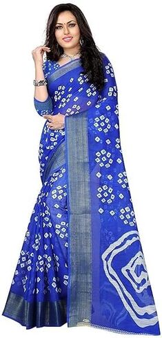 Women's Cotton Bandhani Print Saree With Unstitched Blouse Piece Indian Saree for All Occassions in Kuwait