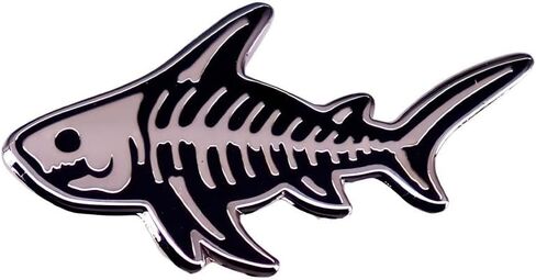 Shark Skeleton Enamel Pin Marine Creature Skull Stainless Steel Marine And Animal Protection Badge Brooch For Backpacks Coats Hats in Saudi Arabia