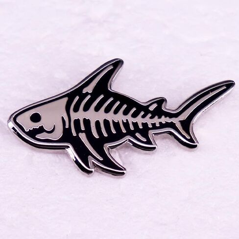 Shark Skeleton Enamel Pin Marine Creature Skull Stainless Steel Marine And Animal Protection Badge Brooch For Backpacks Coats Hats in Saudi Arabia