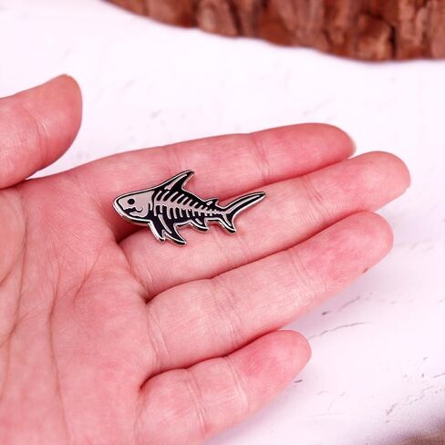Shark Skeleton Enamel Pin Marine Creature Skull Stainless Steel Marine And Animal Protection Badge Brooch For Backpacks Coats Hats in Saudi Arabia
