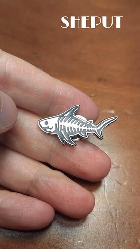 Shark Skeleton Enamel Pin Marine Creature Skull Stainless Steel Marine And Animal Protection Badge Brooch For Backpacks Coats Hats in Saudi Arabia