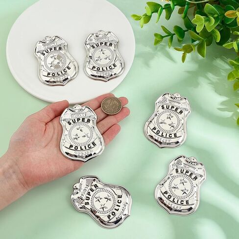 MAYJOYDIY 8 قطع شارات الشرطة الفضية شارة شريف الشرطي دبابيس الشرطة لعب دور بروش الدعائم الهالوين الشرطي التنكري هدية إكسسوار لزي رعاة البقر التنكري لتزيين الحفلات in Kuwait