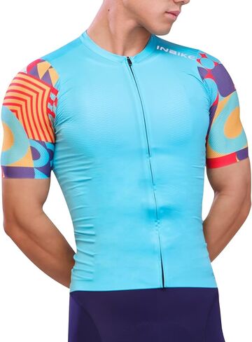 INBIKE Men Cycling Jersey Breathable Bike Jersey Moisture Wicking Quick Dry Biking Shirt with 3 Rear Pockets Bicycle Jersey in Kuwait