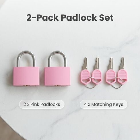 2 Pcs Lock Keyed Padlock, Small Locker Lock Pink, Luggage Padlocks, Keyed Padlock for Travel Bags, Gym Locker, Toolbox - 32mm(1.25in) in Saudi Arabia