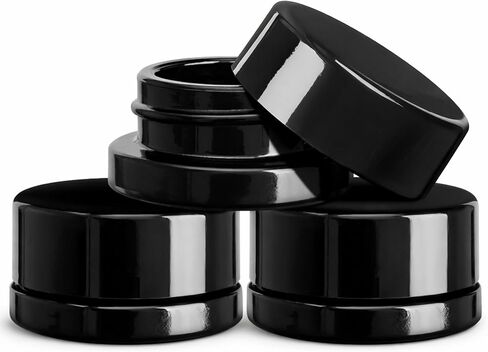 (200 Pack) 9ml Thick White Glass Jars with White Child Resistant Lids - UV Resistant - Storage for Oil, Wax, Lip Balm, Cosmetics - Child Proof Container in Saudi Arabia