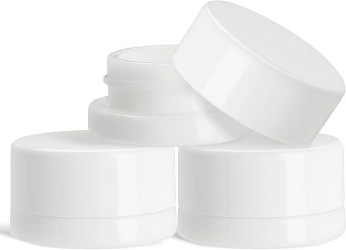(200 Pack) 9ml Thick White Glass Jars with White Child Resistant Lids - UV Resistant - Storage for Oil, Wax, Lip Balm, Cosmetics - Child Proof Container in Saudi Arabia