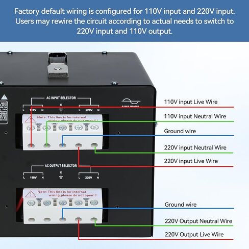 5000W Voltage Transformer Step Up/Down, 110V/220V Voltage Converter, Manual Rewiring Switch, Dual LCD Display, 6 Outlets, Resettable Circuit Breaker Protection for Home Industrial Overseas Use in Saudi Arabia
