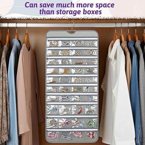 2 Pack Hanging Jewelry Organizer with 80 Zippered Pockets, Dual-Sided Dustproof Foldable for Travel, Accessories Organizer for Holding Jewelries, Earring Organizers and Storage in Saudi Arabia