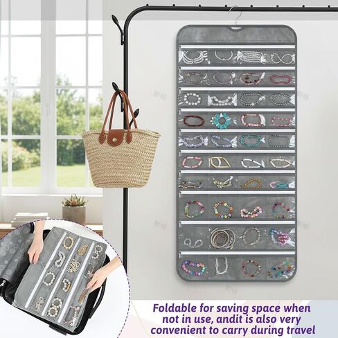 2 Pack Hanging Jewelry Organizer with 80 Zippered Pockets, Dual-Sided Dustproof Foldable for Travel, Accessories Organizer for Holding Jewelries, Earring Organizers and Storage in Saudi Arabia