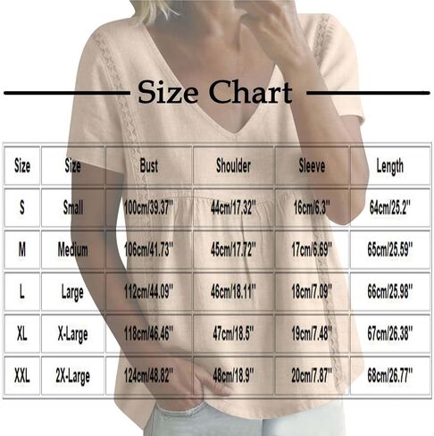 Women Linen Shirt Summer V Neck Short Sleeve Babydoll Peplum Tops Lace Trim Loose Casual Boho Beach Blouses in Kuwait