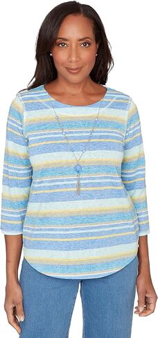Alfred Dunner Women's Abstract Floral V Neck Top in Kuwait