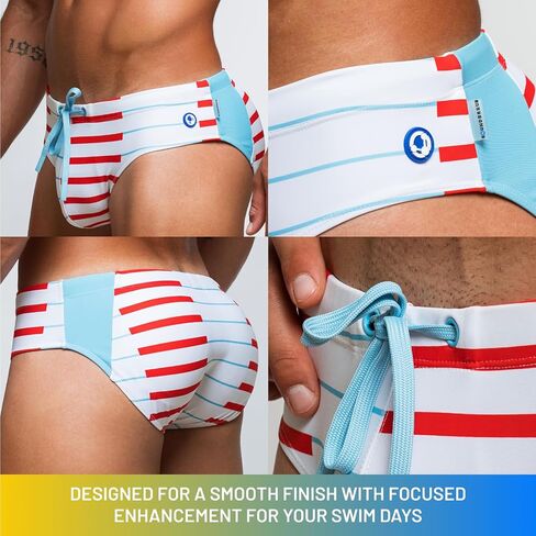 Rounderbum Men’s H2O Padded + Package Swim Brief – Quick-Dry Butt & Package Enhancing, No VPL, Lined in Kuwait