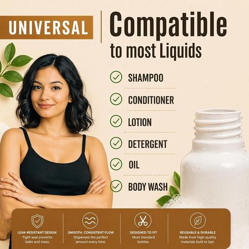 Universal Shampoo Conditioner Pump (2-Pack) – White Replacement Dispenser for 1 Liter / 33.8 oz Bottles, Locking Pump Top, Salon Professional Use by The Kombucaha Company in Saudi Arabia
