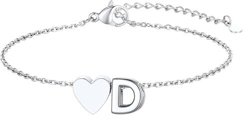 KeyStyle Dainty Gold Initial Bracelet for Women -14K Gold Plated A-Z Letter Bracelet Silver Heart Charm Bracelet Trendy Non Tarnish Jewelry Gifts for Mom Daughter Grandma Wife in Saudi Arabia