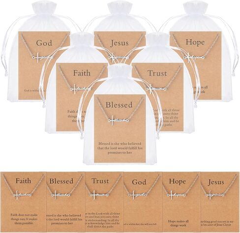12PCS Elegant Stainless Steel Cross Bracelet for Women, Religious Christian Gifts Bulk for Church, Inspirational Faith Bracelet Set with Bible Verse Cards for Mother's Day Easter in Saudi Arabia