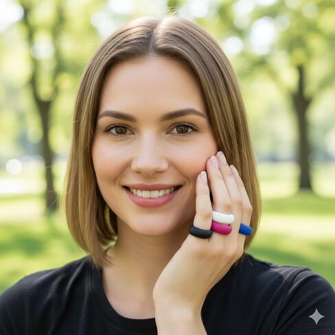 10 Pack Colorful Silicone Rings for Her, 8mm Wide Rubber Wedding Bands Women Bright Colors Hypoallergenic Thumb Ring US Size 5-12 in Saudi Arabia