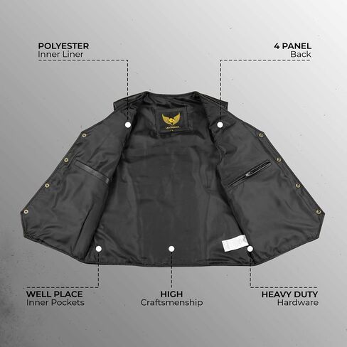 Leatherick Men's Real Leather Waistcoat Vest Black - Biker Style Casual Fashion in Saudi Arabia
