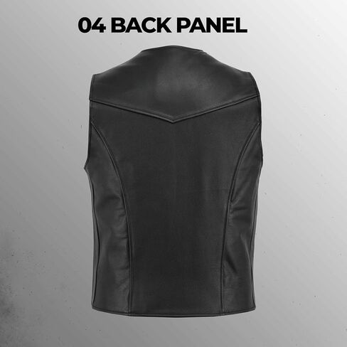 Leatherick Men's Real Leather Waistcoat Vest Black - Biker Style Casual Fashion in Saudi Arabia