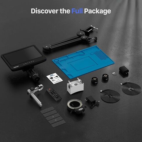 TOMLOV DM602 Flex Digital Soldering Microscope 2000x, Flexible Arm, 10.1" HDMI Microscope with 3 Lens, Coin Microscope with Ring Light, Adults LCD Video Microscope, Electronic Repair Mat Included,64GB in Saudi Arabia